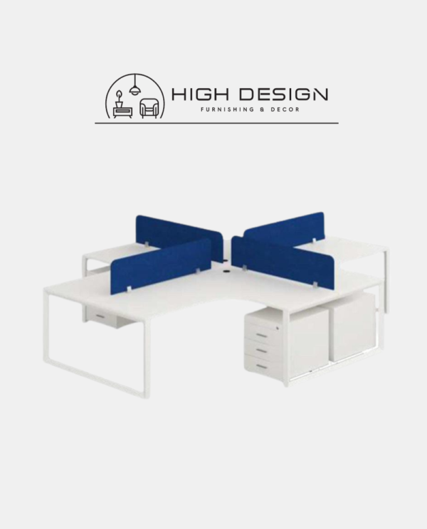 Workstation for 4 persons, Model: PYRAMID-4c, L Shaped